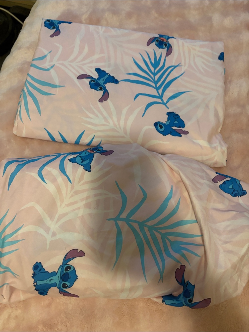 Pink Stitch Print  top sheet and bottom sheet Home Bedding